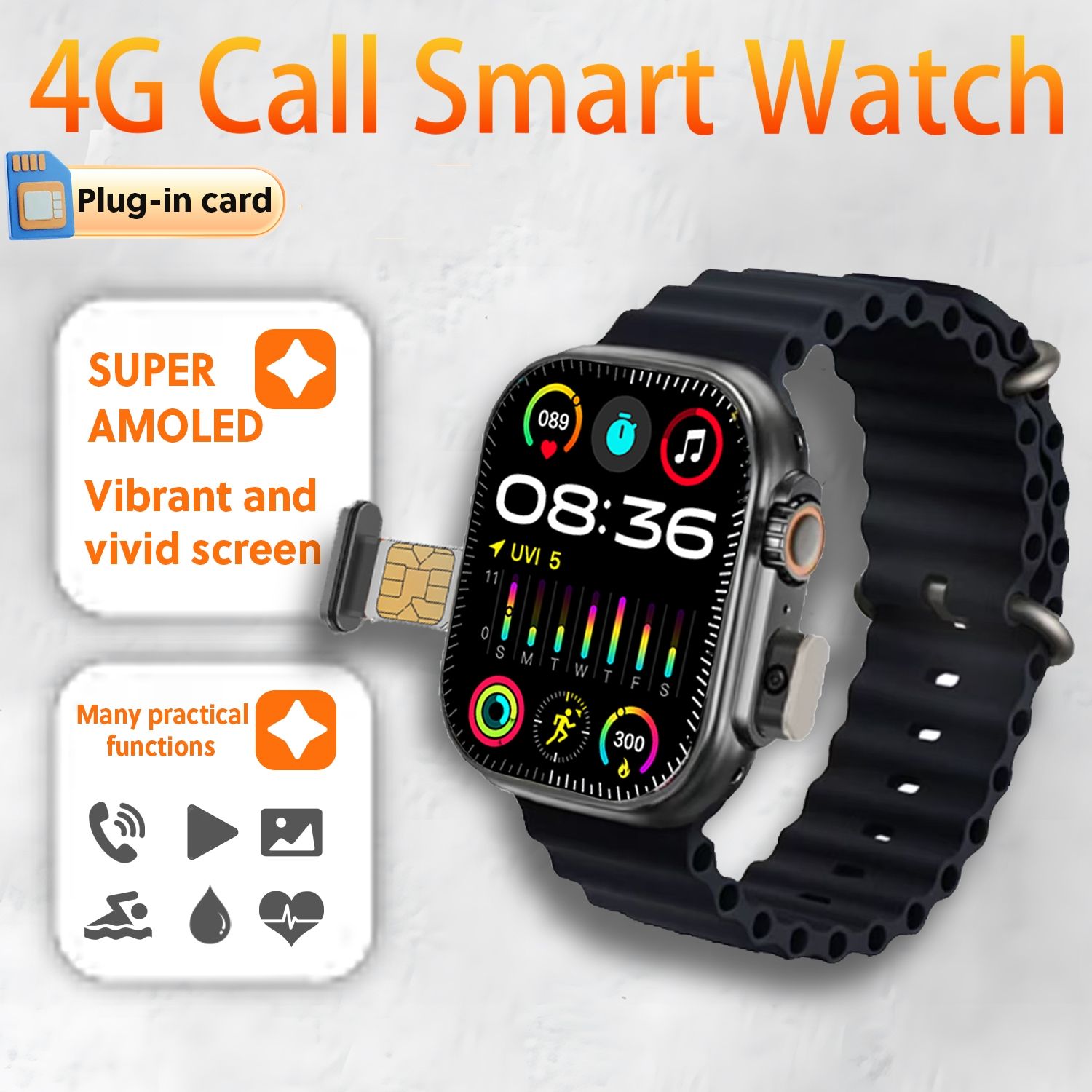 T83 Pro Smart Watch Phone Support WiFi 4G SIM Card Cellular Network Camera Sports Mode Watch APP Download Bluetooth Android Smartwatch