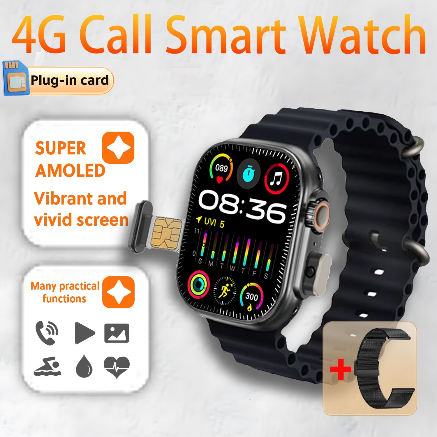 T83 Pro Smart Watch Phone Support WiFi 4G SIM Card Cellular Network Camera Sports Mode Watch APP Download Bluetooth Android Smartwatch