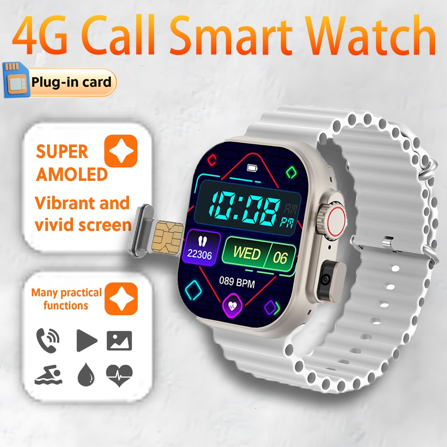 T83 Pro Smart Watch Phone Support WiFi 4G SIM Card Cellular Network Camera Sports Mode Watch APP Download Bluetooth Android Smartwatch