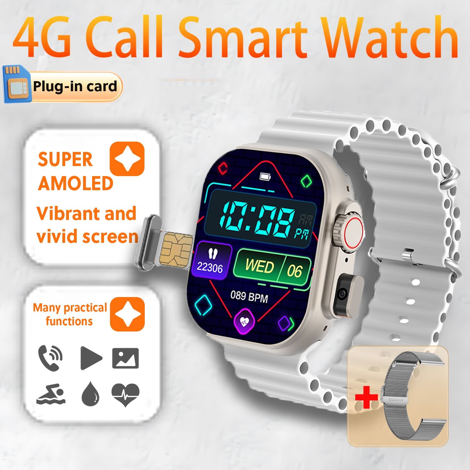 T83 Pro Smart Watch Phone Support WiFi 4G SIM Card Cellular Network Camera Sports Mode Watch APP Download Bluetooth Android Smartwatch
