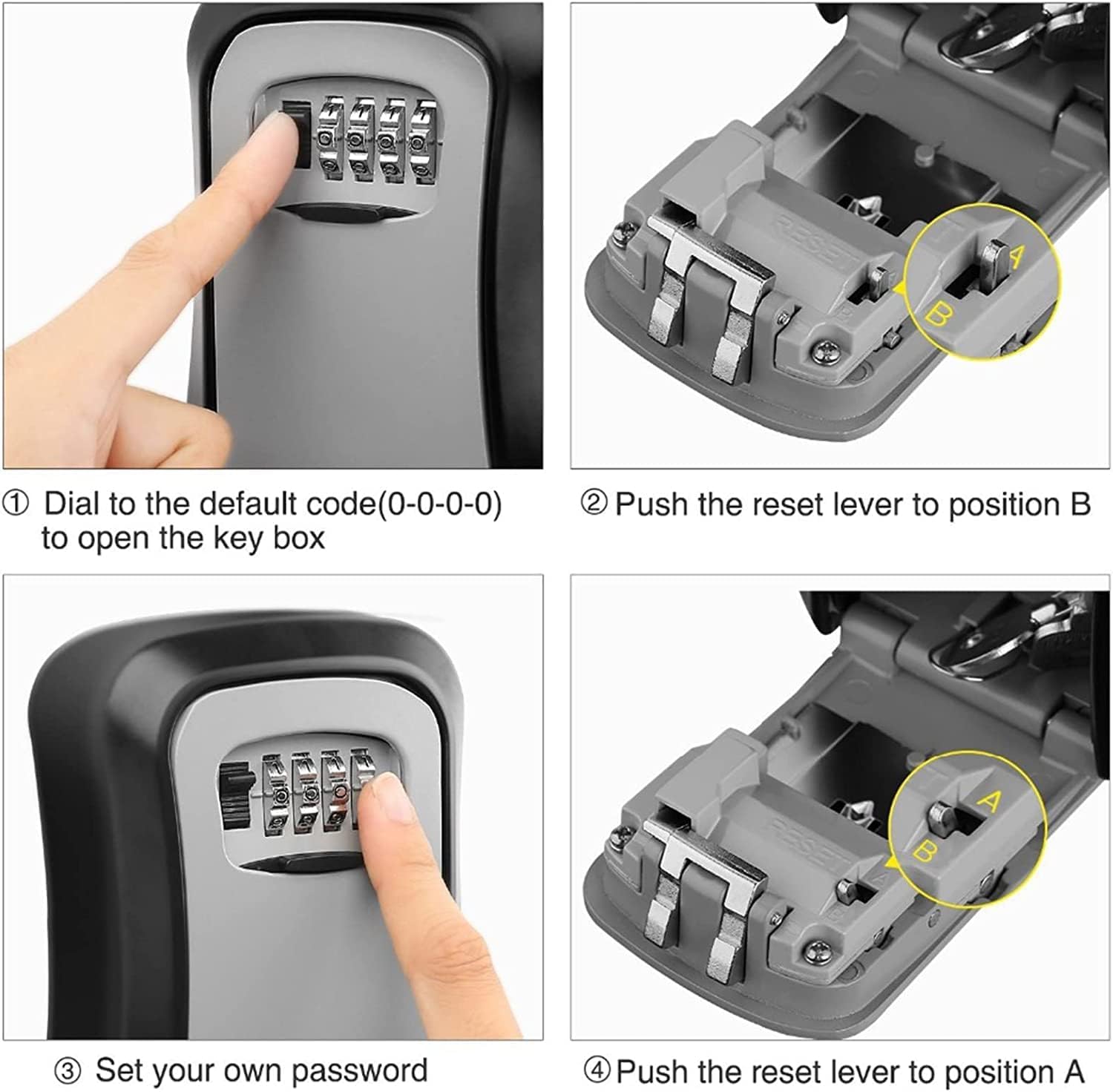Key Lock Box Wall Mounted, 4 Digit Combination Lockbox for Outside, House Keys - 5 Keys Capacity, Key Safe Security Storage Lock Box for Indoor, Outdoor, Garage, Garden, Store