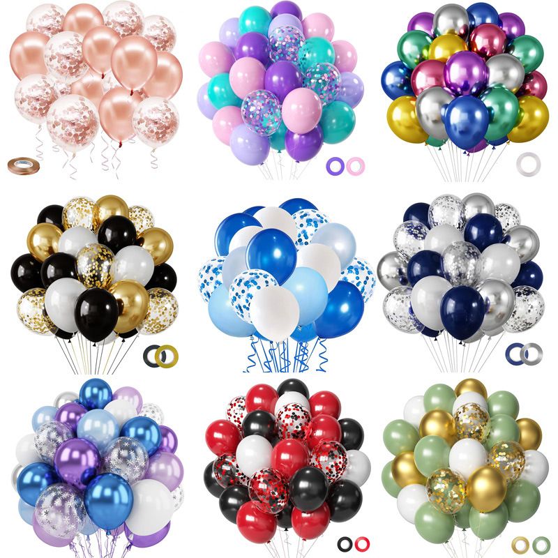 60pcs 12 inch  Red Black and Gold Latex Balloons Metallic Chrome Confetti Balloons for Birthday, Wedding, Graduation, New Year, Casino Theme Party Decoration