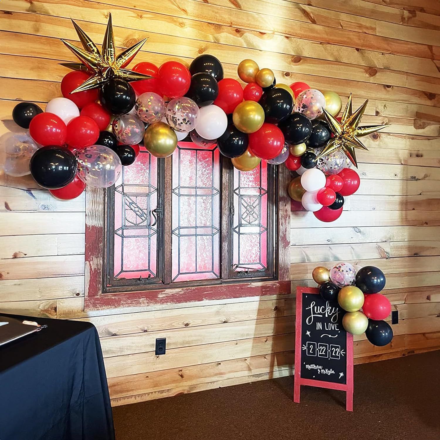 60pcs 12 inch  Red Black and Gold Latex Balloons Metallic Chrome Confetti Balloons for Birthday, Wedding, Graduation, New Year, Casino Theme Party Decoration