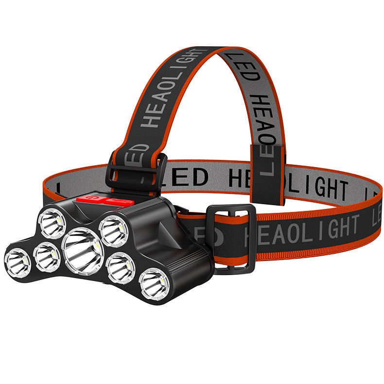 Rechargeable Headlamp, 7 LED Super Bright Waterproof Headlight with Red Lights, 4 Light Modes Head Lamp for Emergency Light ​Outdoors Fishing Hiking Camping Running