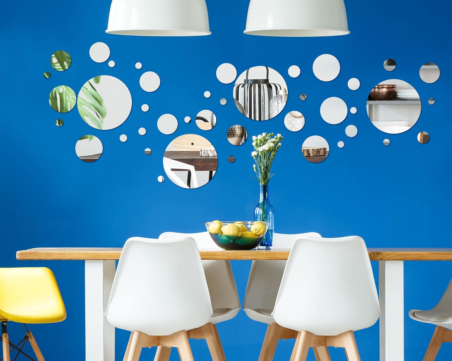 26pcs Mirrors for Wall 3D Self Adhesive Mirror ﻿ DIY Mirror Wall Sticker Acrylic Round Mirror DIY Wall Sticker Removable Decal Acylic Crystal Vinyl Mirror Surface Art Wall Decoration for Bedroom