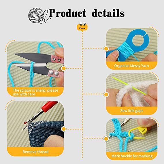 68 PCS Crochet Kit, Upgraded Hanging Crochet Set with Case & Yarn for Crocheting, Crochet Hook Set for Beginners Crochet Hook Kit with Crochet Book, Crochet Hooks, Knitting & Crochet Supplies