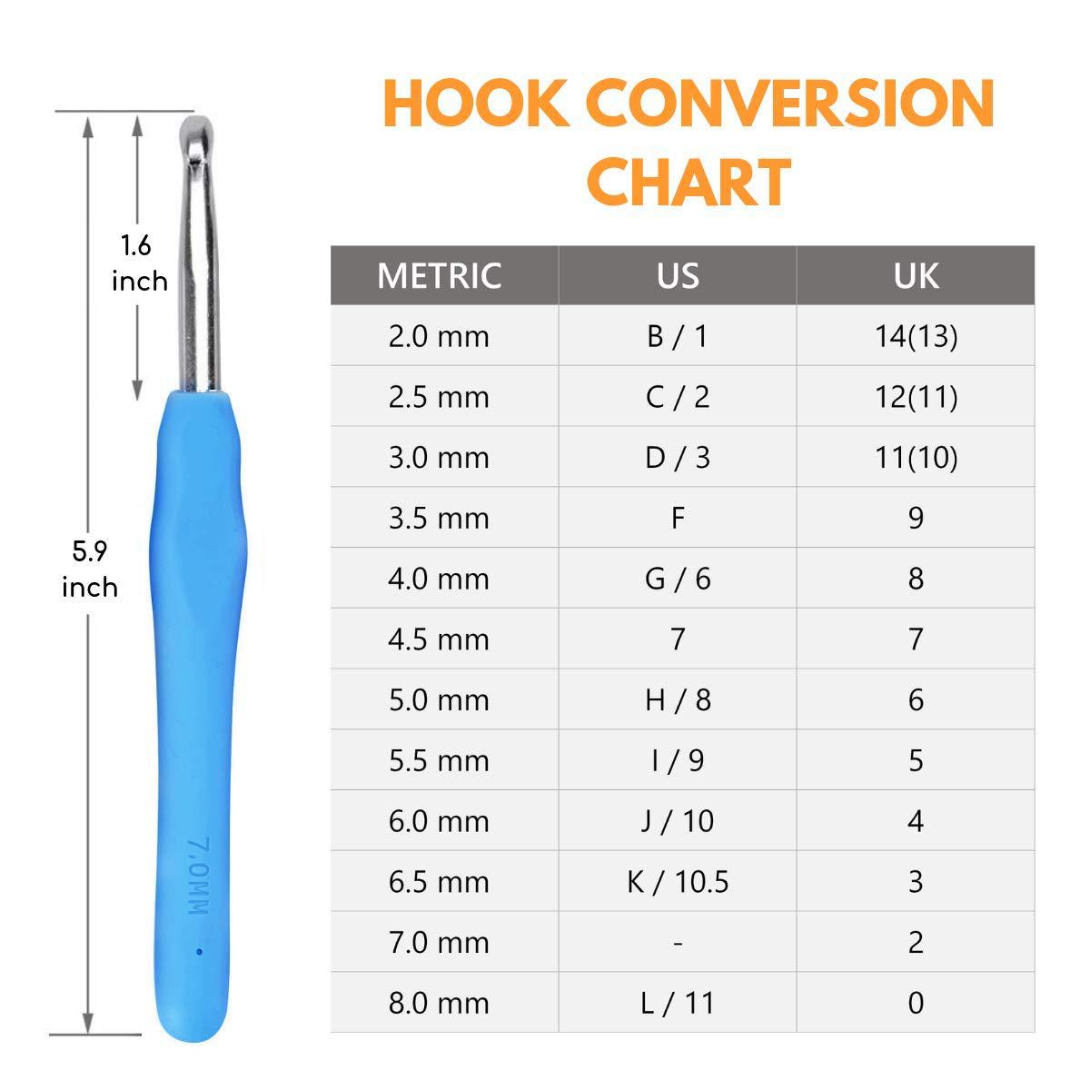 Crochet Hooks Set, 12 Pcs Full Size Crochet Hook, Ergonomic Soft Grip Rubber Handles, Crochet Kits for Beginners Adults, Sister Gift, Crochet Hooks with Case