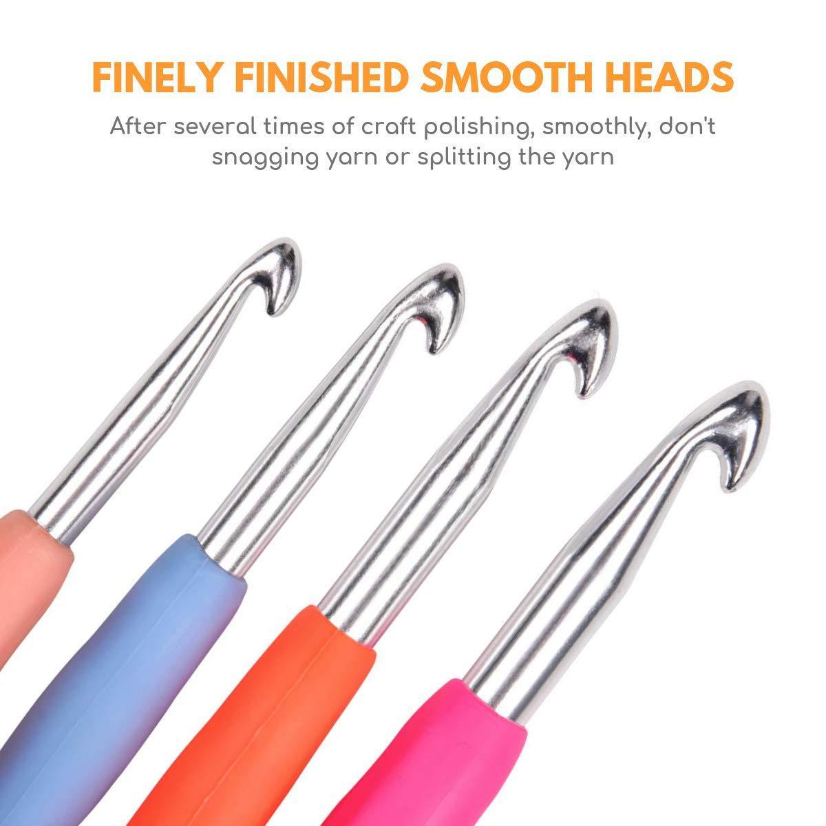 Crochet Hooks Set, 12 Pcs Full Size Crochet Hook, Ergonomic Soft Grip Rubber Handles, Crochet Kits for Beginners Adults, Sister Gift, Crochet Hooks with Case