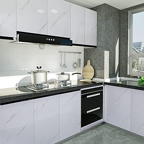 Marble Contact Paper for Countertops Cabinets Waterproof White Gold Marble Wallpaper Peel and Stick Countertops for Kitchen Removable Marble Wall Paper for Bathroom Desk