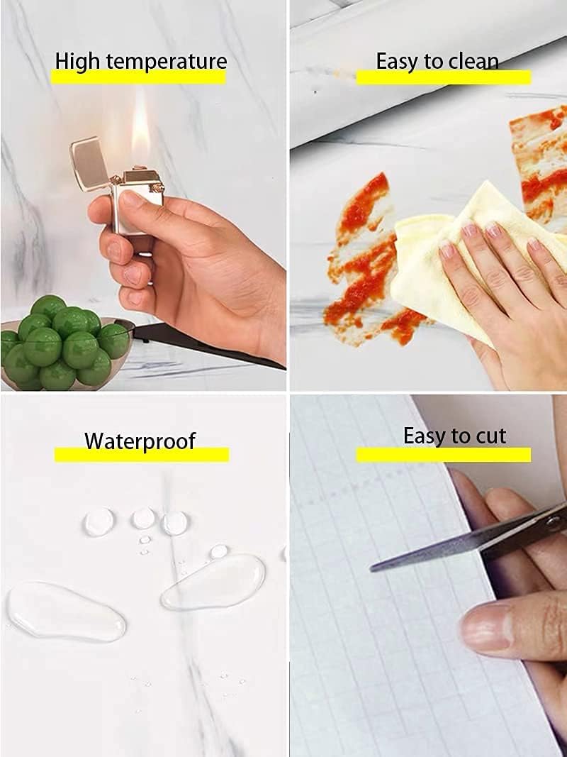 Marble Contact Paper for Countertops Cabinets Waterproof White Gold Marble Wallpaper Peel and Stick Countertops for Kitchen Removable Marble Wall Paper for Bathroom Desk