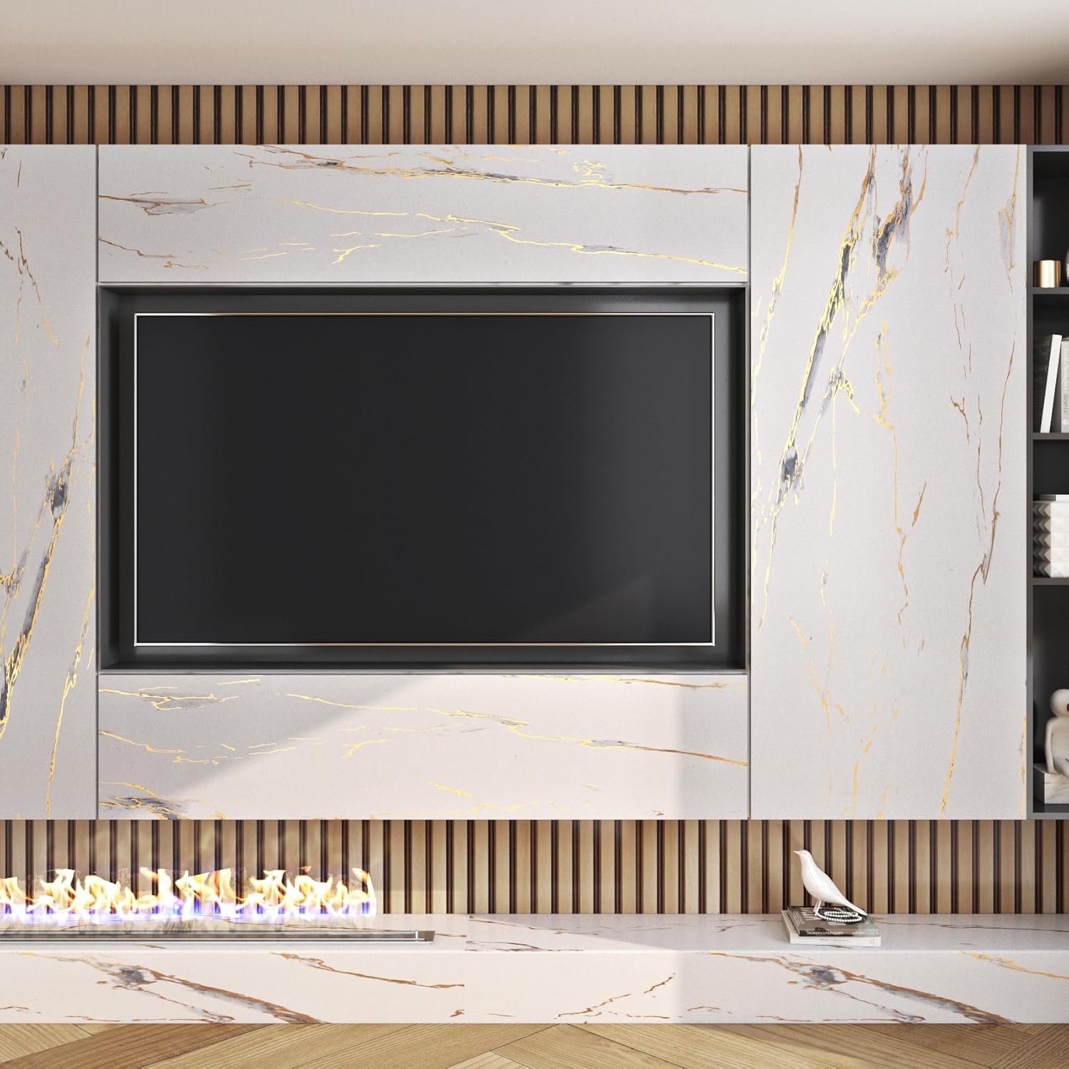 Marble Contact Paper for Countertops Cabinets Waterproof White Gold Marble Wallpaper Peel and Stick Countertops for Kitchen Removable Marble Wall Paper for Bathroom Desk