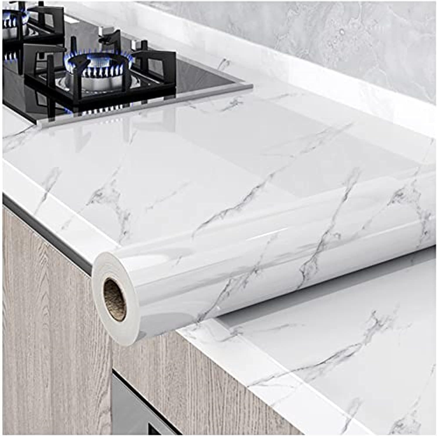 Marble Contact Paper for Countertops Cabinets Waterproof White Gold Marble Wallpaper Peel and Stick Countertops for Kitchen Removable Marble Wall Paper for Bathroom Desk