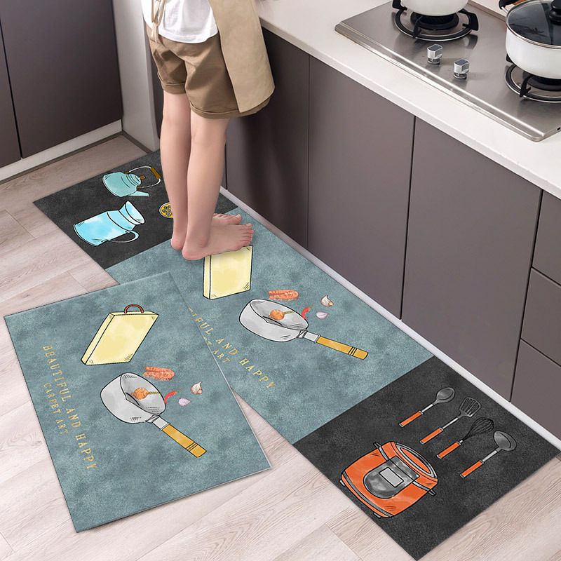 2 Pieces Kitchen Rug Set Non Slip Kitchen Mat Rubber Backing Mat Throw Rug for Kitchen Doormat Runner Rug Set Floor Carpet Household Carpet Home Decor