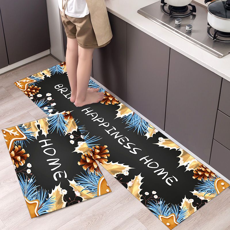 2 Pieces Kitchen Rug Set Non Slip Kitchen Mat Rubber Backing Mat Throw Rug for Kitchen Doormat Runner Rug Set Floor Carpet Household Carpet Home Decor