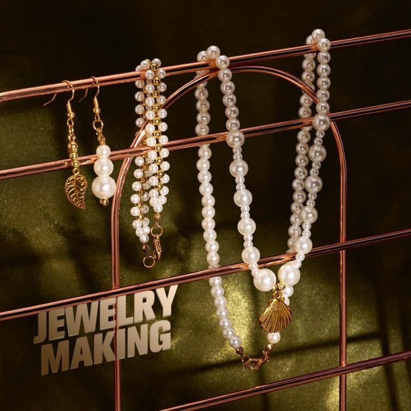 725Pcs Pearl Beads for Bracelets, Bracelet Making Kit for Adults, Kids Friendship Bracelet Kits, Jewelry Making Kit with String and Charms for Girls Teens DIY Pearls Kit for Bracelet Necklace Earring
