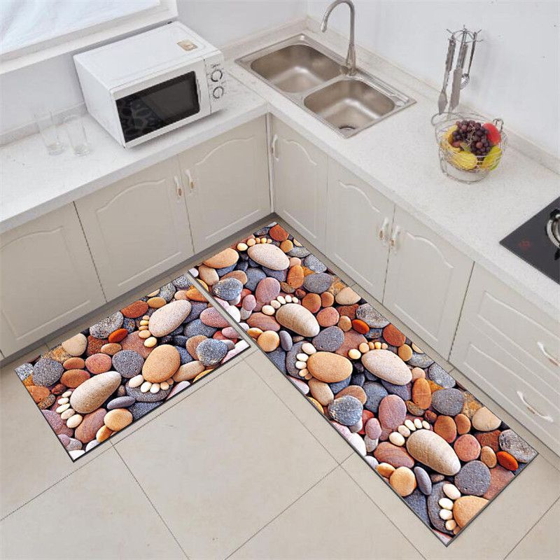 2 Pieces Kitchen Rug Set Non Slip Kitchen Mat Rubber Backing Mat Throw Rug for Kitchen Doormat Runner Rug Set Floor Carpet Household Carpet Home Decor