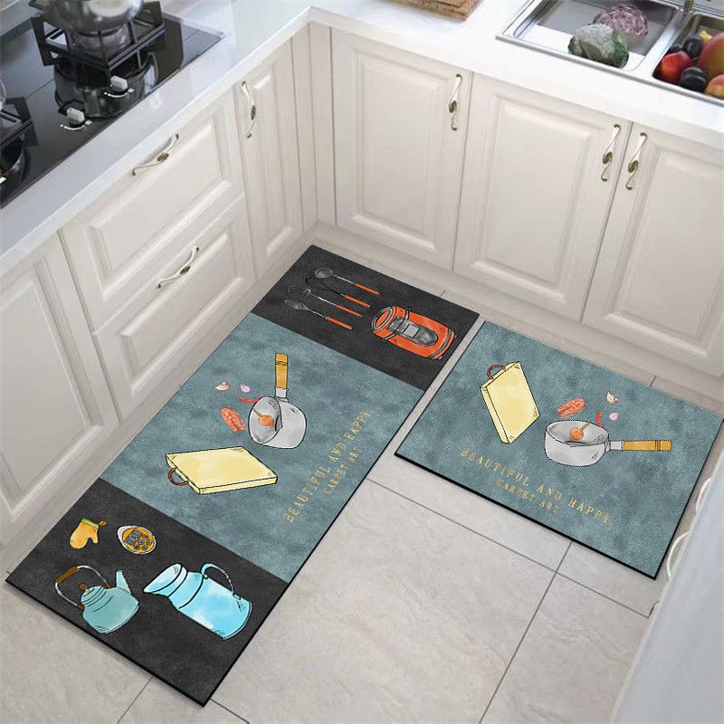 2 Pieces Kitchen Rug Set Non Slip Kitchen Mat Rubber Backing Mat Throw Rug for Kitchen Doormat Runner Rug Set Floor Carpet Household Carpet Home Decor