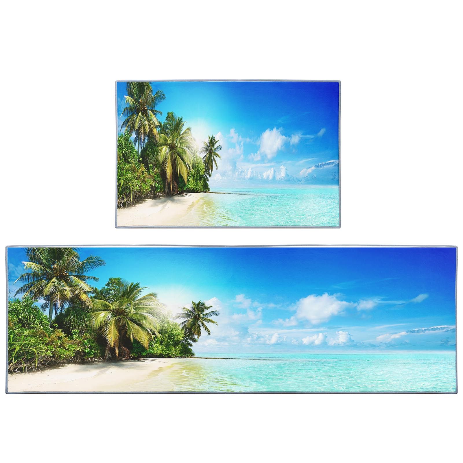 2 Pieces Kitchen Rug Set Non Slip Kitchen Mat Rubber Backing Mat Throw Rug for Kitchen Doormat Runner Rug Set Floor Carpet Household Carpet Home Decor