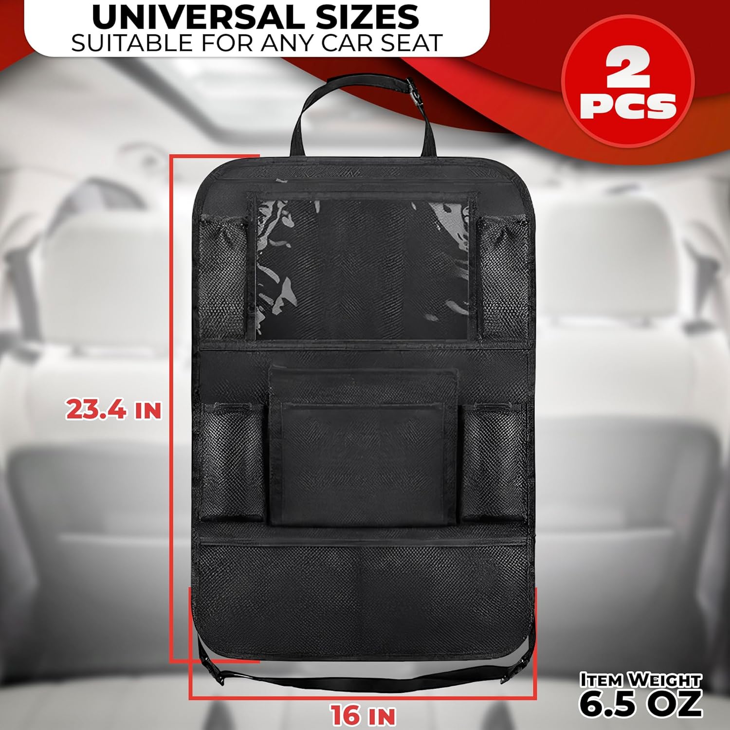 Backseat Car Organizer Car Organizer Back Seat with 9 Storage Pockets & 10″ Tablet Holder, 1Pack Seat Back Cover for Kids Toddlers, Kick Mats Protector, Keep Cars Vehicles Organized & Tidy, Travel Acc