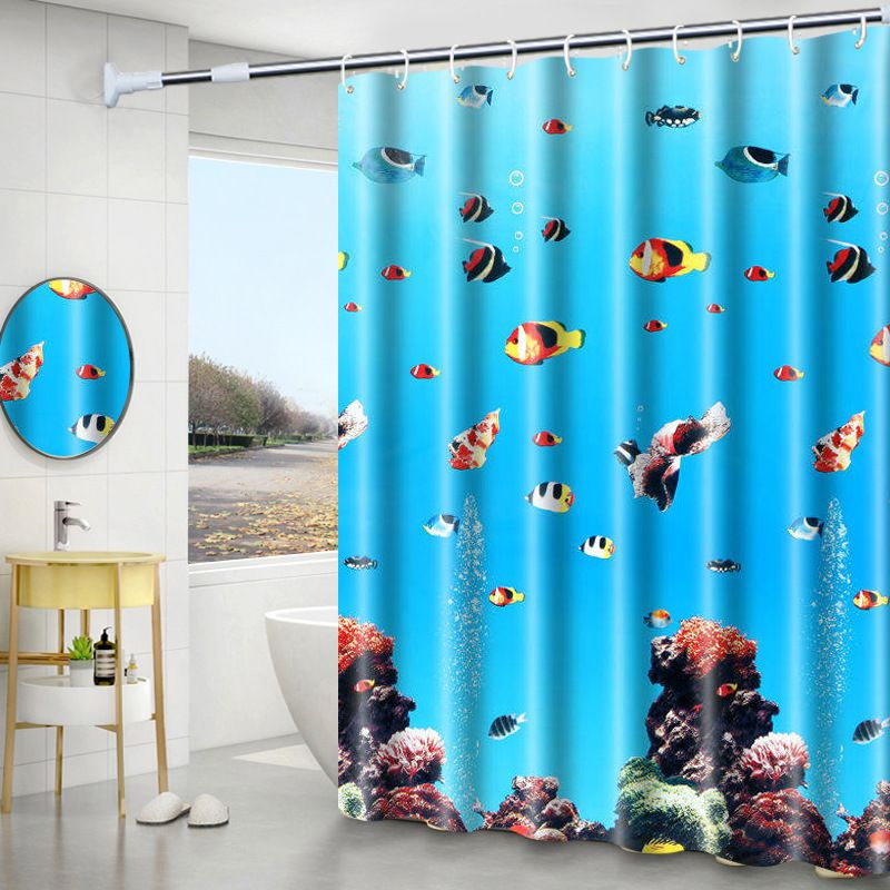 1PCS Dolphin Shower Curtain  Shower Curtains Blue Ocean Wildlife Theme Bathrooms Shower Curtains Waterproof