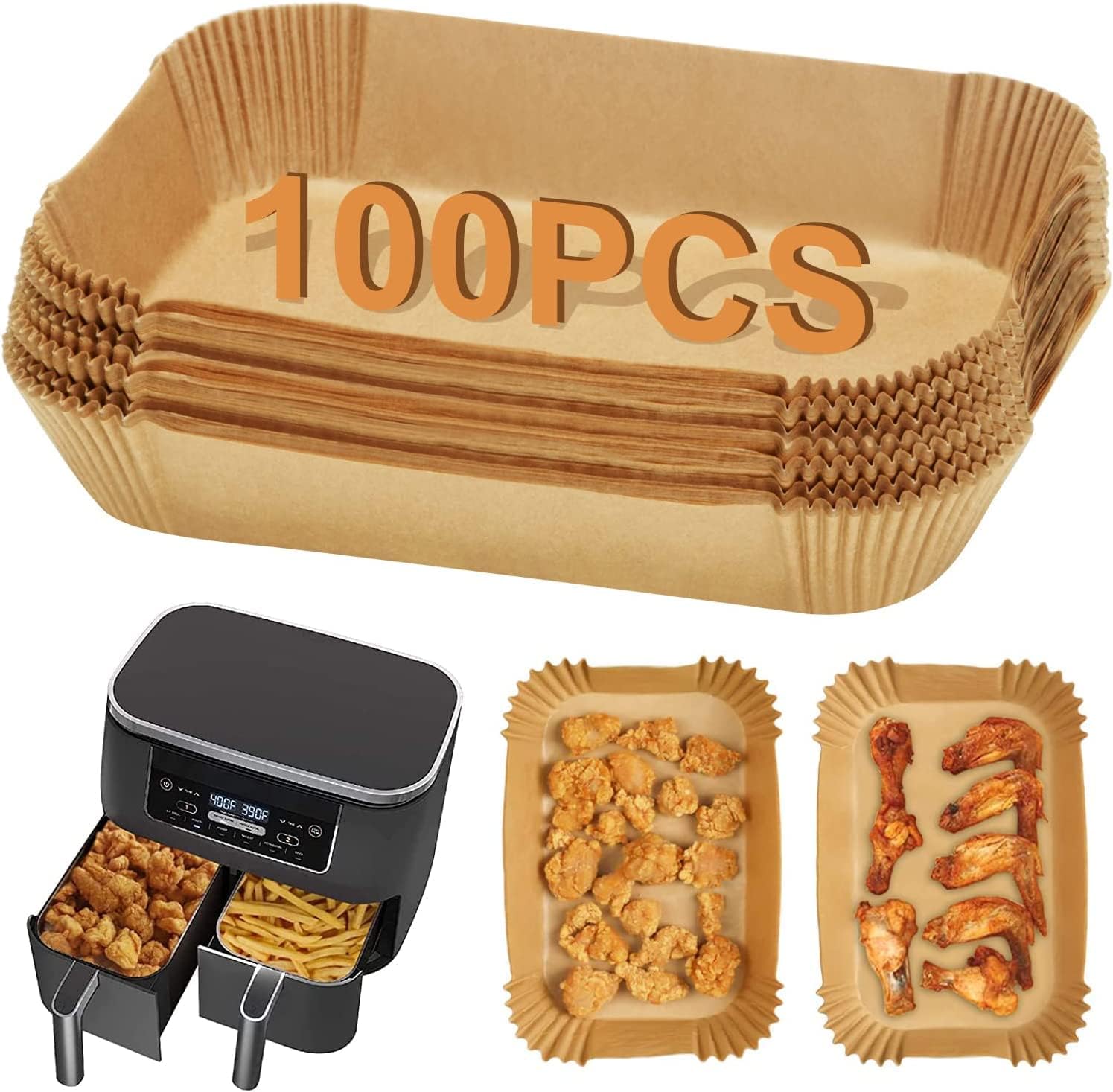 100pcs Air Fryer Liners DisposableAir Fryer Paper  Non-Stick Air Fryer Parchment Paper Liners, Oil-Proof Water-Proof Round Air Fryer Liners for Cooking, Baking