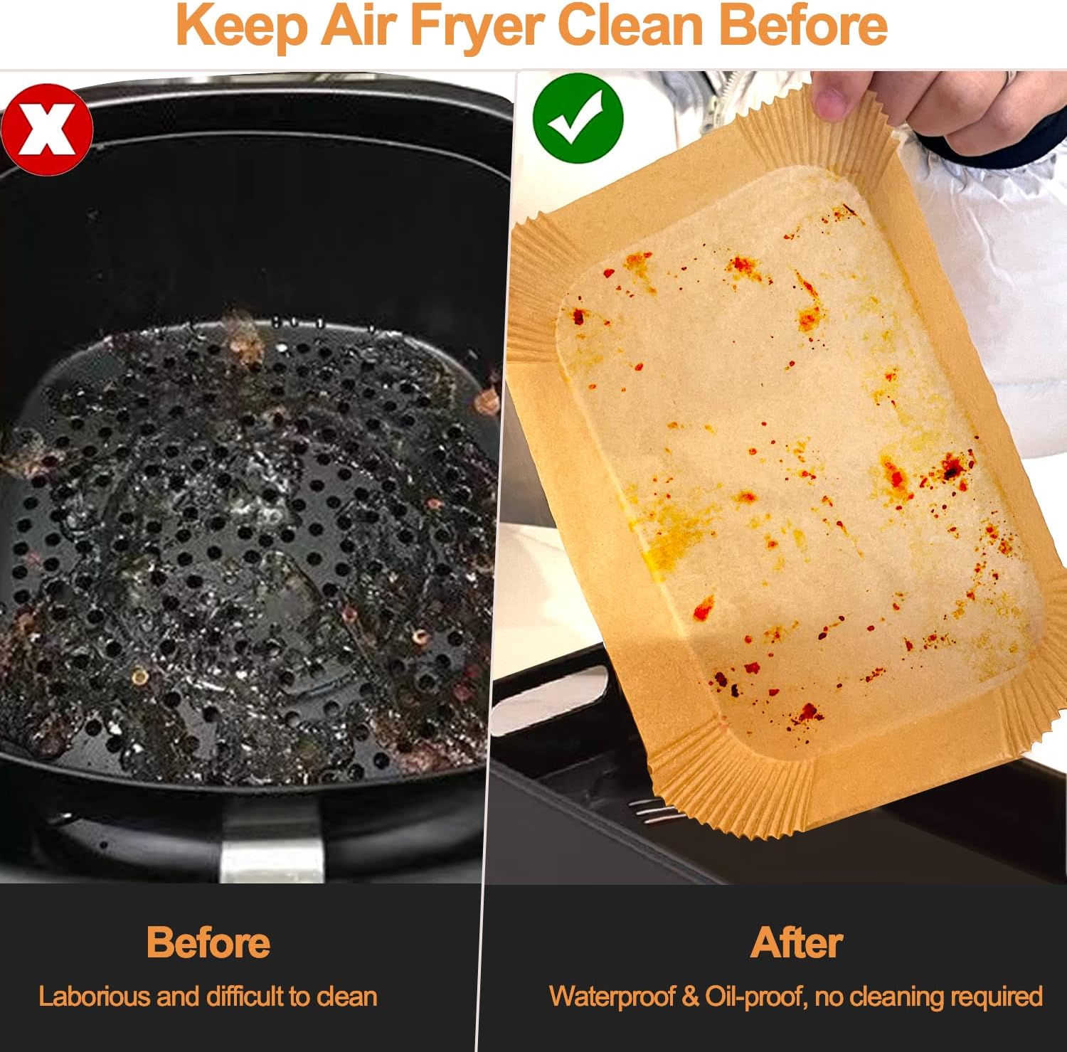 100pcs Air Fryer Liners DisposableAir Fryer Paper  Non-Stick Air Fryer Parchment Paper Liners, Oil-Proof Water-Proof Round Air Fryer Liners for Cooking, Baking