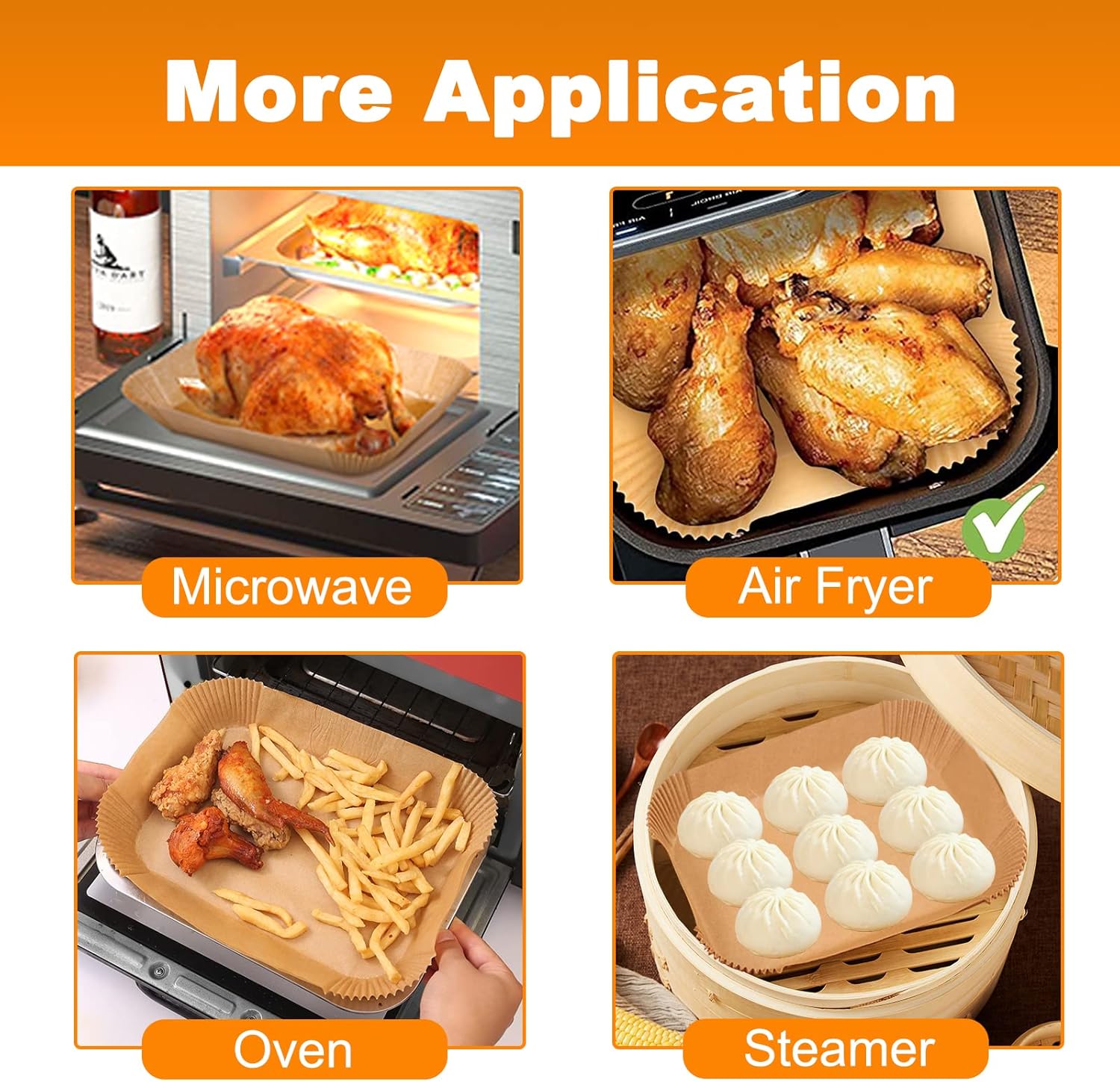 100pcs Air Fryer Liners DisposableAir Fryer Paper  Non-Stick Air Fryer Parchment Paper Liners, Oil-Proof Water-Proof Round Air Fryer Liners for Cooking, Baking