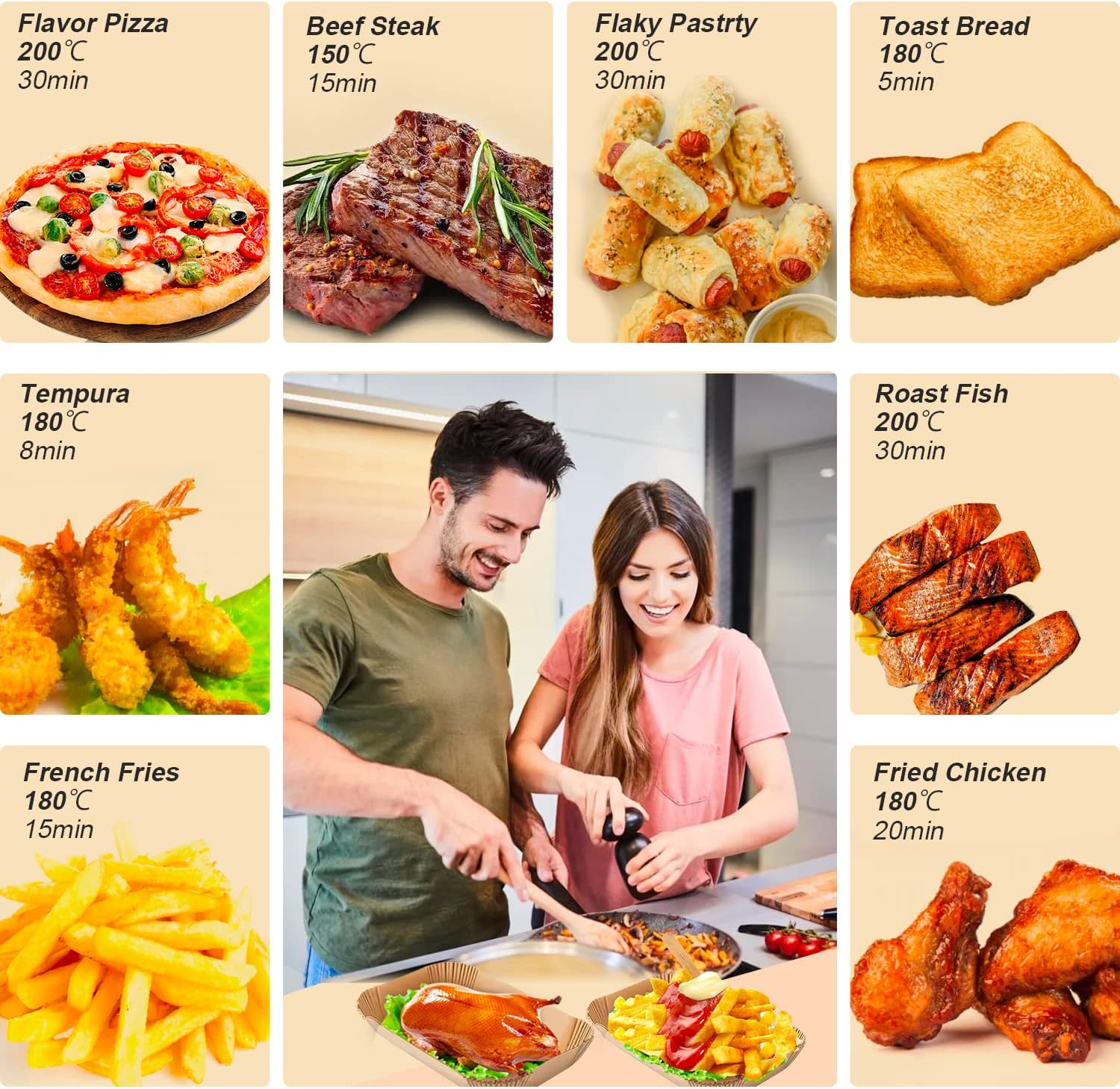100pcs Air Fryer Liners DisposableAir Fryer Paper  Non-Stick Air Fryer Parchment Paper Liners, Oil-Proof Water-Proof Round Air Fryer Liners for Cooking, Baking