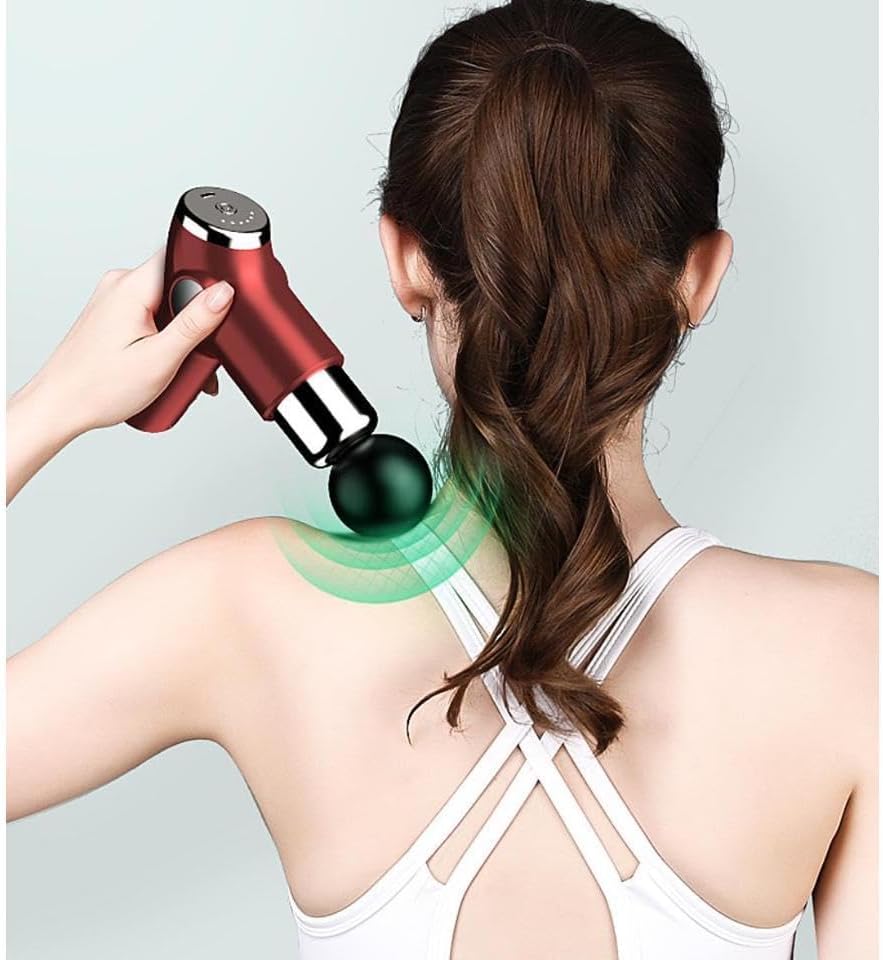 Mini Massage Gun, Powerful Handheld Muscle Massager for Back Pain Relief, Deep Tissue Percussion Small Massage Gun Travel Massager with 4 Massage Heads  Electric Massage Gun, Deep Muscle Massager