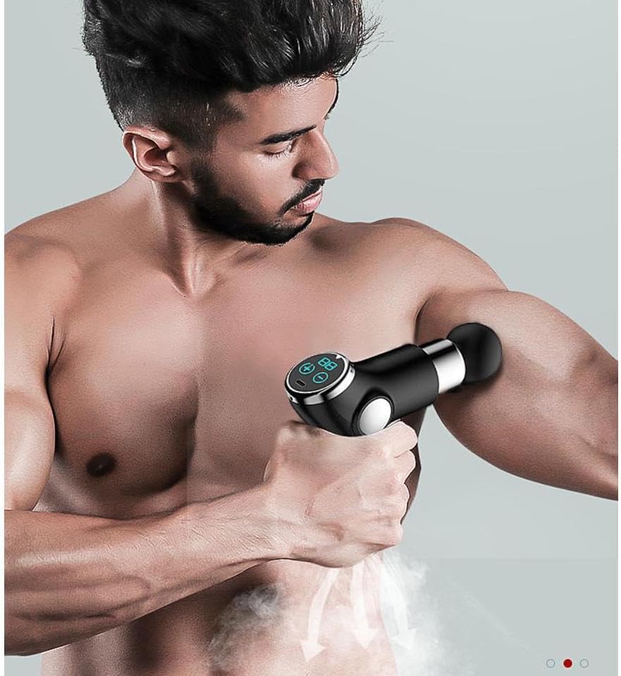 Mini Massage Gun, Powerful Handheld Muscle Massager for Back Pain Relief, Deep Tissue Percussion Small Massage Gun Travel Massager with 4 Massage Heads  Electric Massage Gun, Deep Muscle Massager