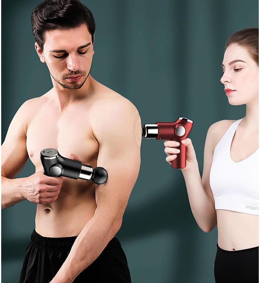Mini Massage Gun, Powerful Handheld Muscle Massager for Back Pain Relief, Deep Tissue Percussion Small Massage Gun Travel Massager with 4 Massage Heads  Electric Massage Gun, Deep Muscle Massager