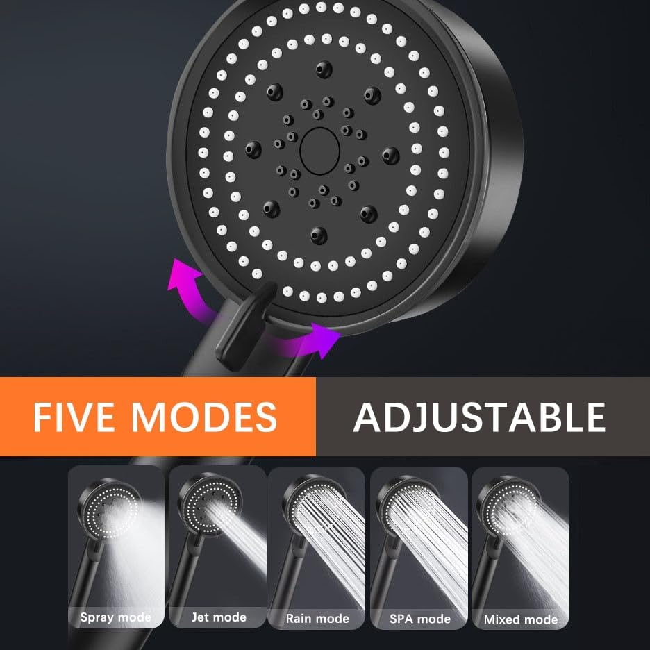 Multi-Functional High Pressure Shower Head with 6 Modes Handheld Shower Head with One-Click Switching Detachable Rain Shower Head Shower Head for Home Bathroom Baby Shower