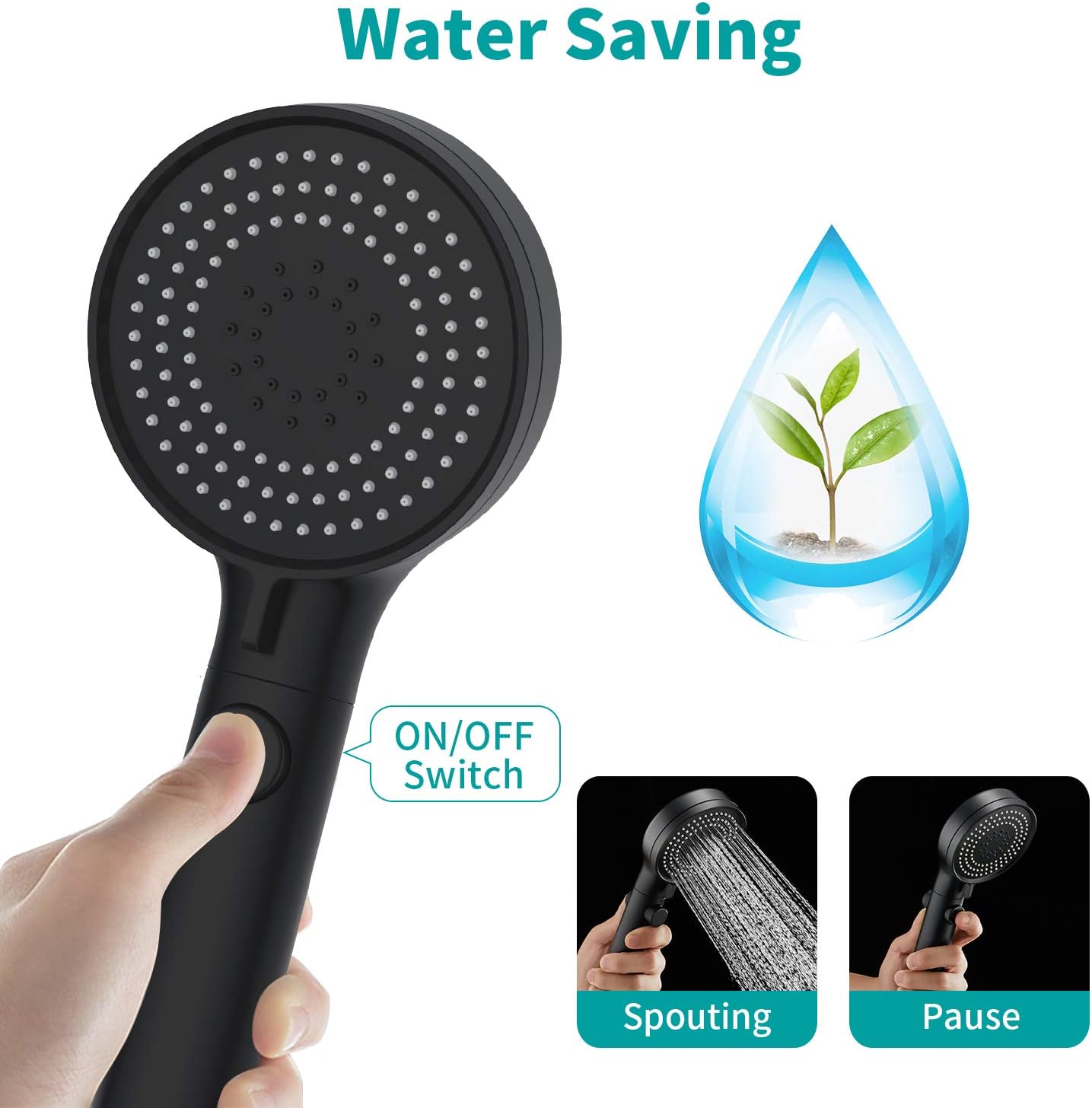 Multi-Functional High Pressure Shower Head with 6 Modes Handheld Shower Head with One-Click Switching Detachable Rain Shower Head Shower Head for Home Bathroom Baby Shower