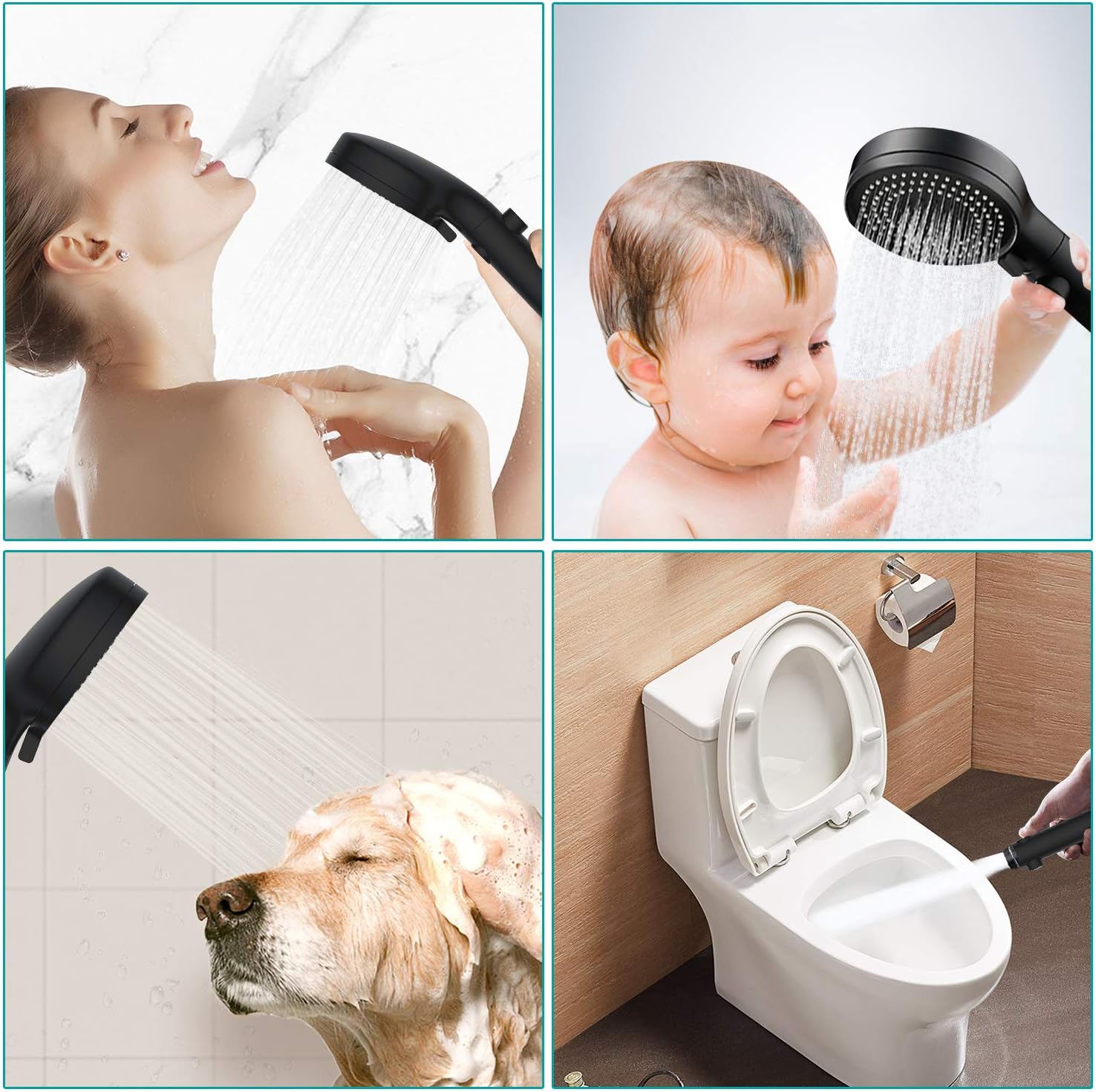 Multi-Functional High Pressure Shower Head with 6 Modes Handheld Shower Head with One-Click Switching Detachable Rain Shower Head Shower Head for Home Bathroom Baby Shower