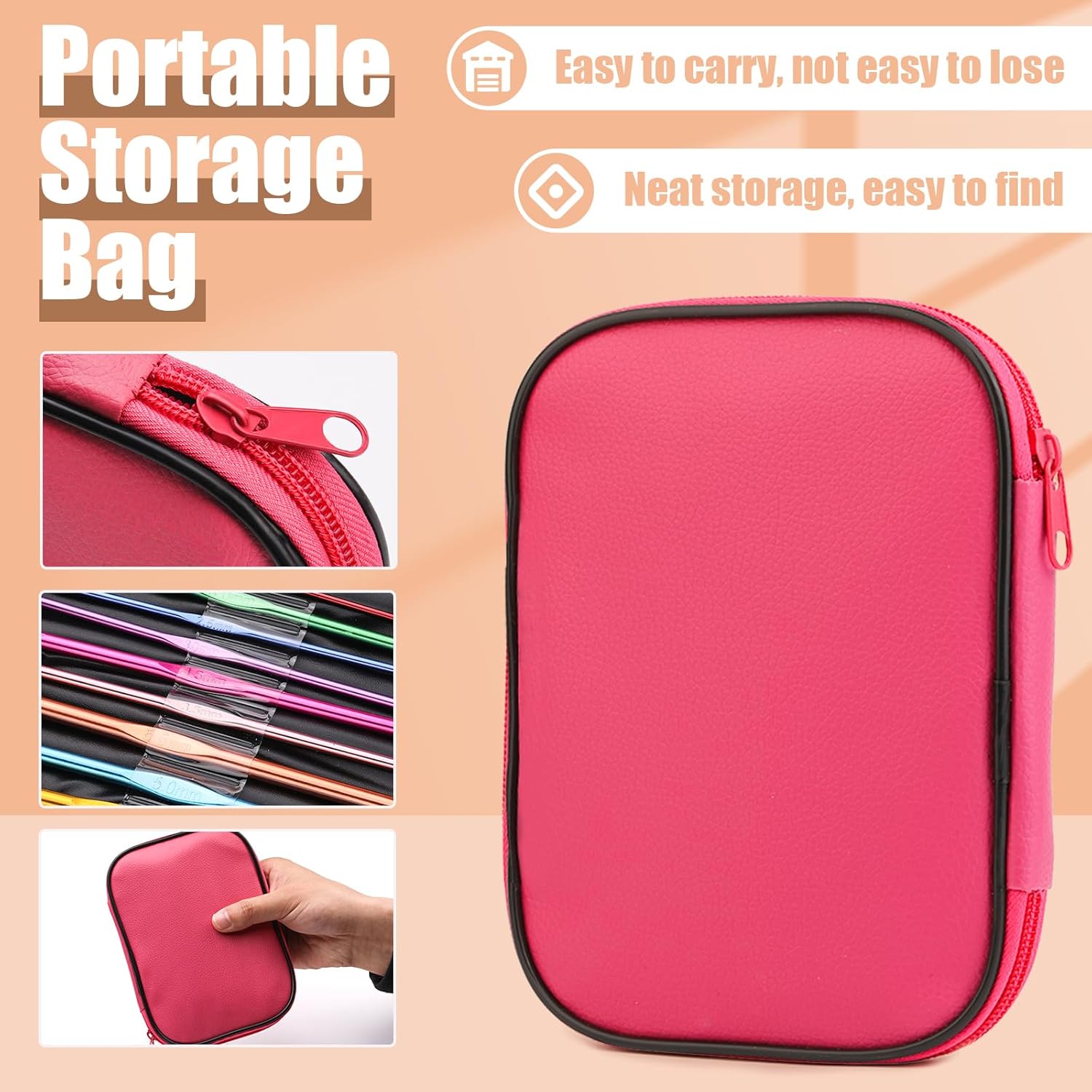 127 Pcs Crochet Hook Set with Yarn Knitting Needles Sewing Tools Full Set Knit Gauge Scissors Stitch Holders Household Tool Kit