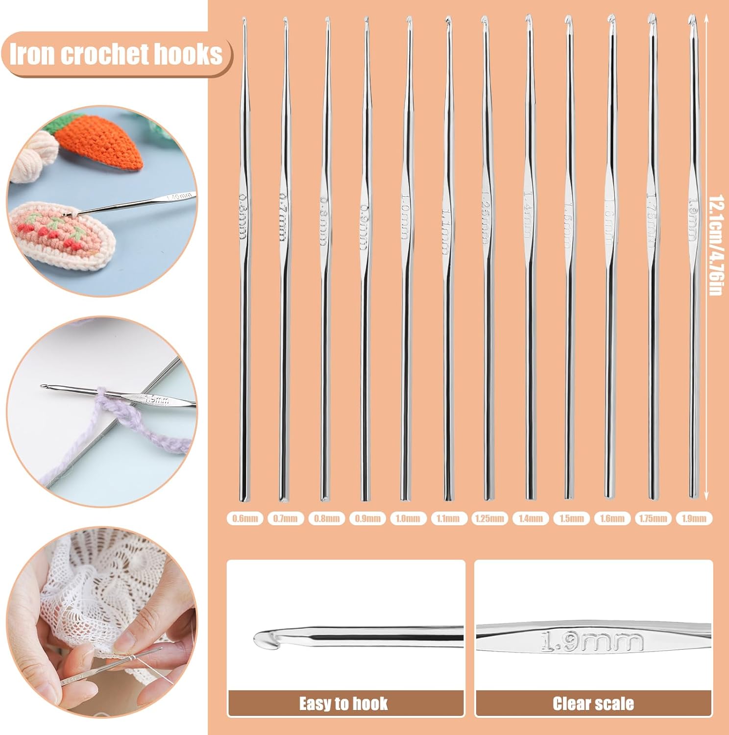127 Pcs Crochet Hook Set with Yarn Knitting Needles Sewing Tools Full Set Knit Gauge Scissors Stitch Holders Household Tool Kit