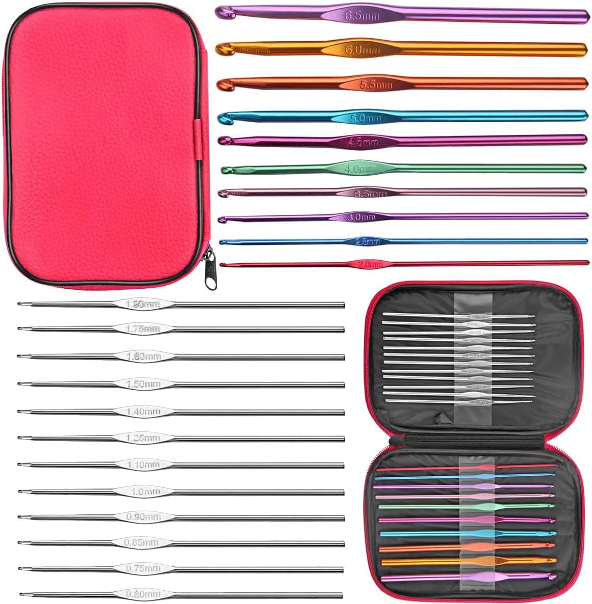 127 Pcs Crochet Hook Set with Yarn Knitting Needles Sewing Tools Full Set Knit Gauge Scissors Stitch Holders Household Tool Kit