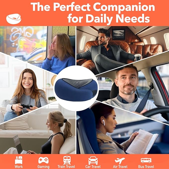 Neck Pillow, Travel Pillow uses Memory Foam to Support Neck Comfort, Ideal Companion for Airplane and car Travel, Compact, Convenient, and Versatile Airplane Sleep Pillow