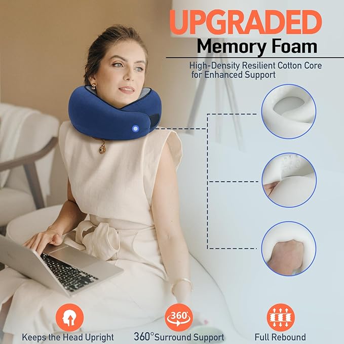 Neck Pillow, Travel Pillow uses Memory Foam to Support Neck Comfort, Ideal Companion for Airplane and car Travel, Compact, Convenient, and Versatile Airplane Sleep Pillow