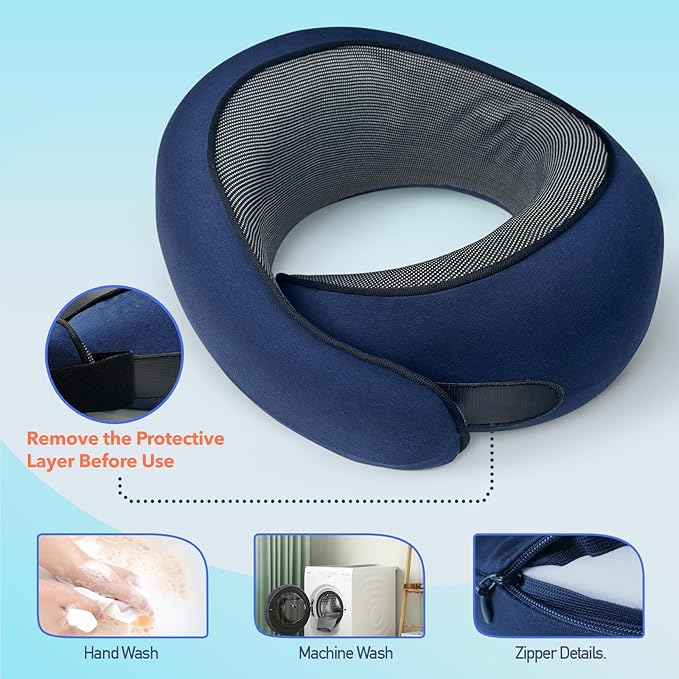 Neck Pillow, Travel Pillow uses Memory Foam to Support Neck Comfort, Ideal Companion for Airplane and car Travel, Compact, Convenient, and Versatile Airplane Sleep Pillow