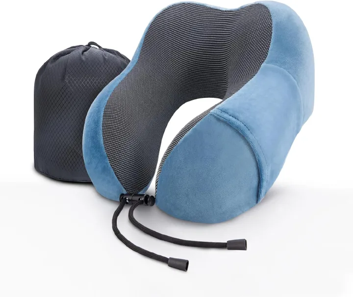 Travel Pillow for Airplane Memory Foam Neck Pillows, Soft Support Travel Essentials for Travelling, Sleeping Rest, Car, Train and Home Use