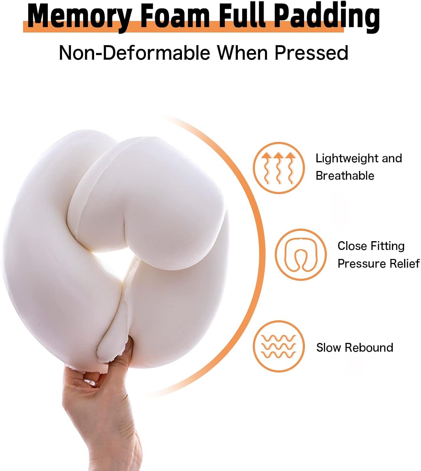 Travel Pillow for Airplane Memory Foam Neck Pillows, Soft Support Travel Essentials for Travelling, Sleeping Rest, Car, Train and Home Use