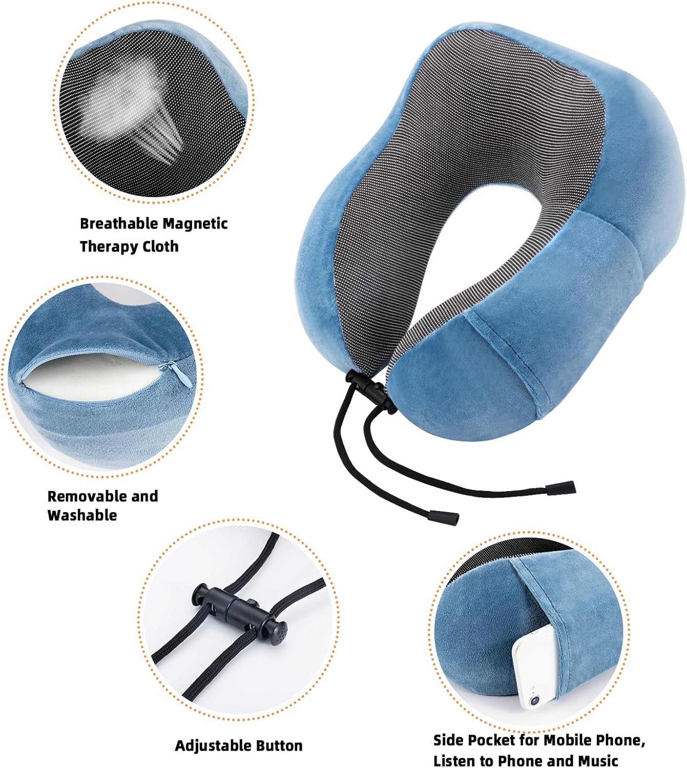 Travel Pillow for Airplane Memory Foam Neck Pillows, Soft Support Travel Essentials for Travelling, Sleeping Rest, Car, Train and Home Use