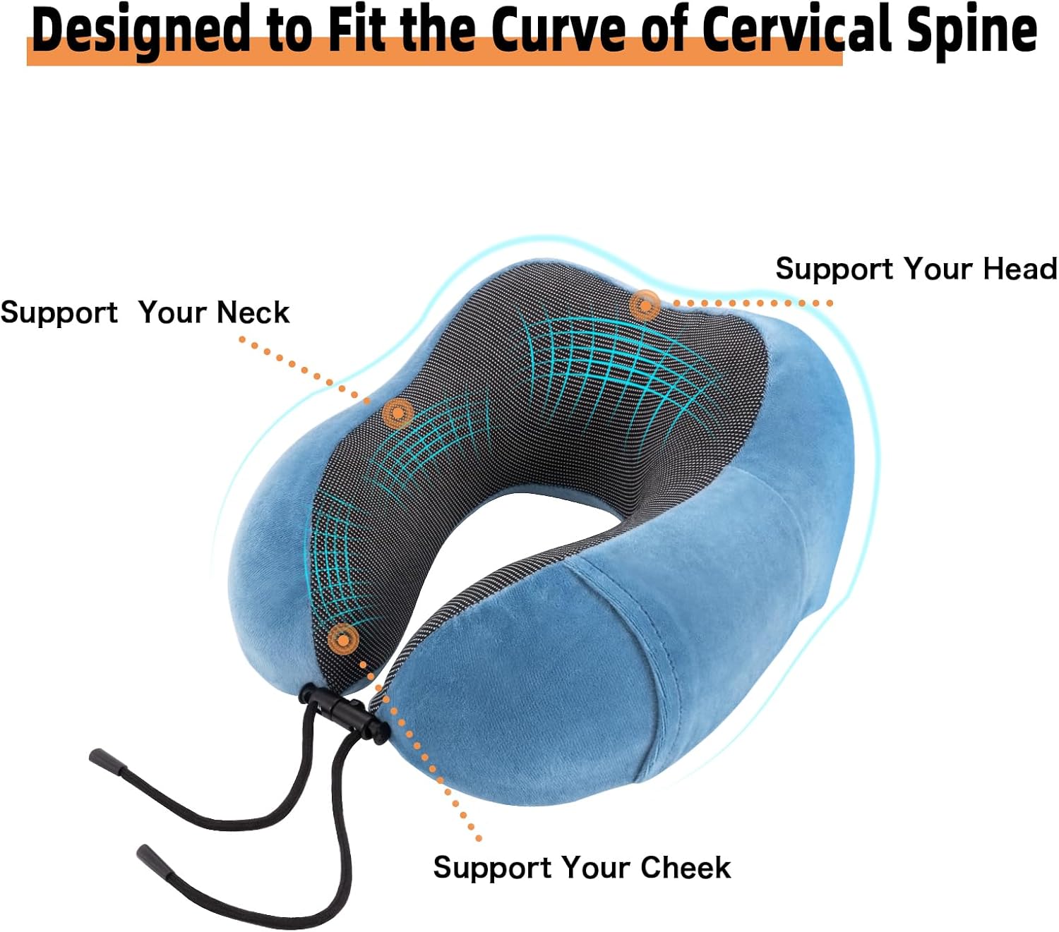 Travel Pillow for Airplane Memory Foam Neck Pillows, Soft Support Travel Essentials for Travelling, Sleeping Rest, Car, Train and Home Use