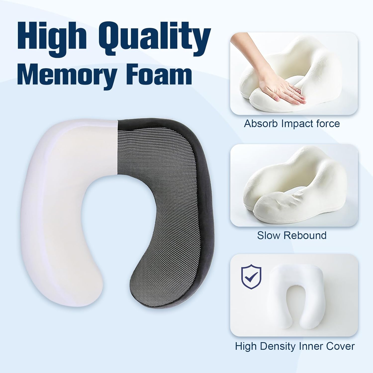 Travel Pillow for Airplane Memory Foam Neck Pillows, Soft Support Travel Essentials for Travelling, Sleeping Rest, Car, Train and Home Use