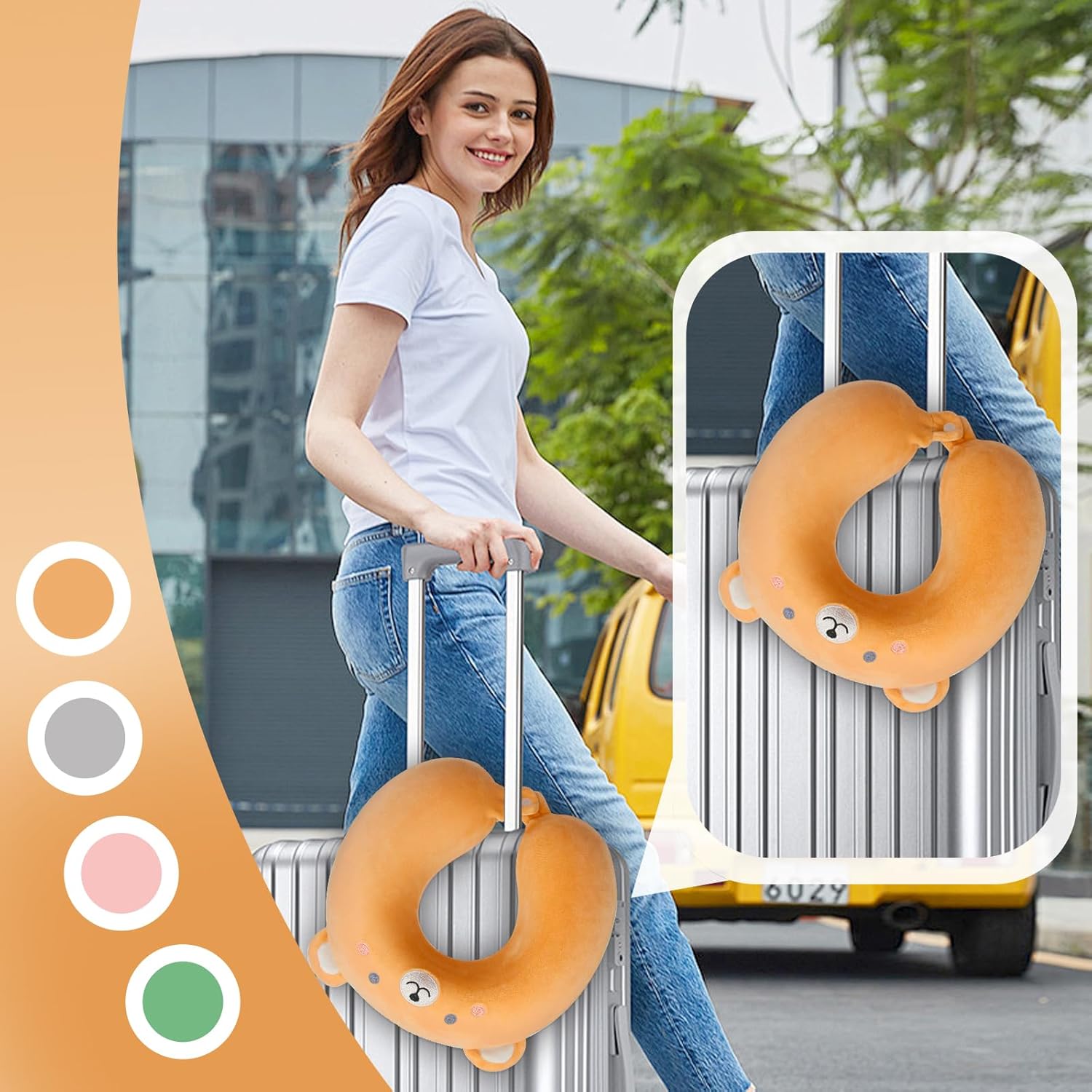 Travel Pillow Kids Travel Pillow with Sleep Eye Mask Cute Neck Pillow for Travel Soft Memory Foam Travel Neck Pillow for Adults and Kids Airplane Sleeping Travel and Camping