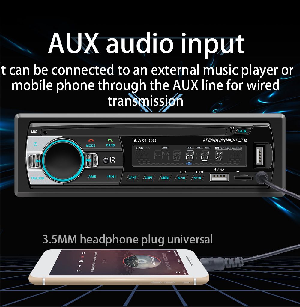 Car Stereo Radio Bluetooth 5.0, FM 7 Colors Car Radio With Bluetooth Hands-Free Calling, Car Radio Dual USB, Voice Assistant & App Control, Supports FM/MP3/WMA/FLAC/AUX/TF