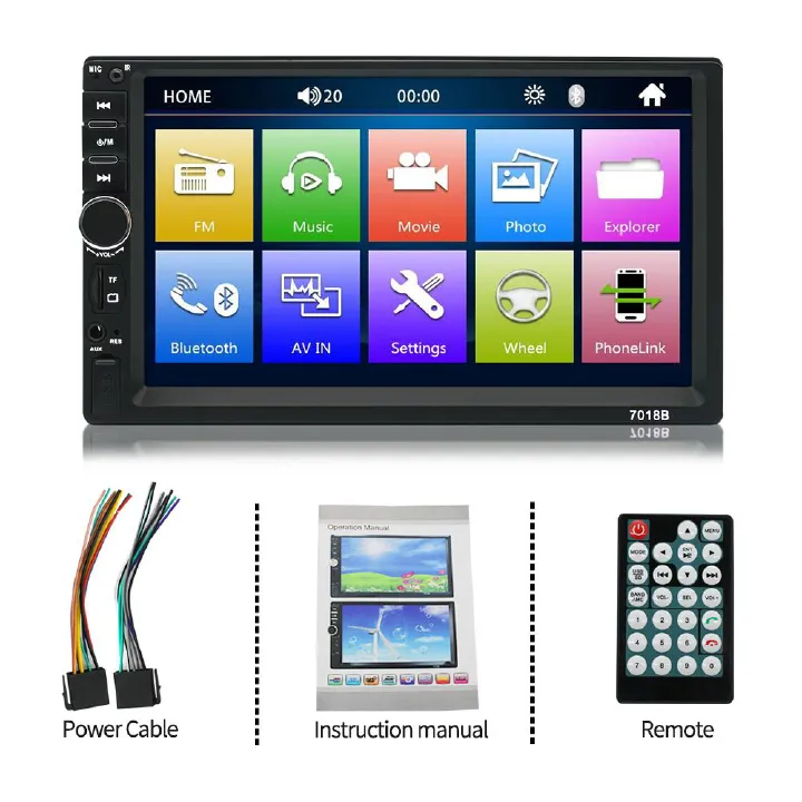 Car Radio MP5 2 Din HD 7" Touch Screen Stereo Bluetooth USB With Camera CarPlay Android Auto DAB Bluetooth Wifi Stereo AVI/MP4/PMP/RM/MPG