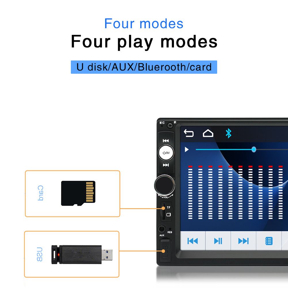 Car Radio MP5 2 Din HD 7" Touch Screen Stereo Bluetooth USB With Camera CarPlay Android Auto DAB Bluetooth Wifi Stereo AVI/MP4/PMP/RM/MPG