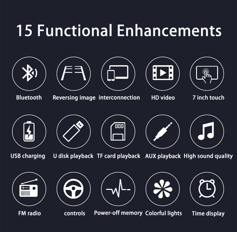 Car Radio MP5 2 Din HD 7" Touch Screen Stereo Bluetooth USB With Camera CarPlay Android Auto DAB Bluetooth Wifi Stereo AVI/MP4/PMP/RM/MPG